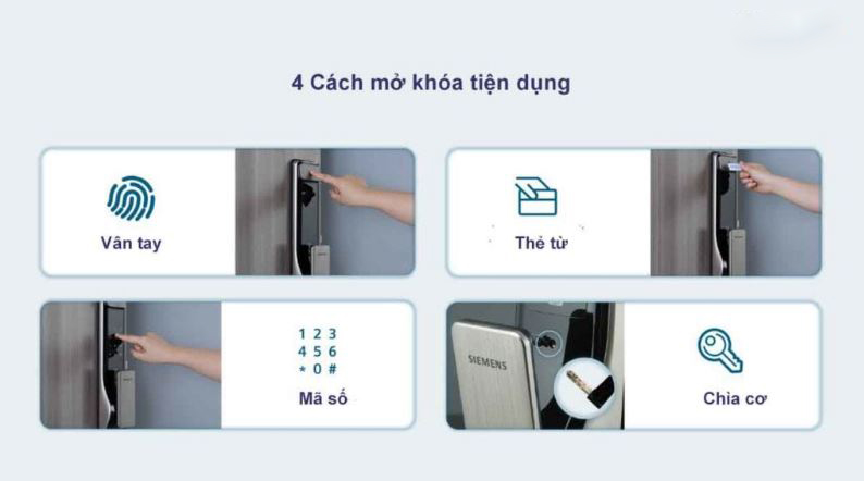 Khóa cửa vân tay SIEMENS C320 2 3. Khoá thông minh Siemens mở khoá đa dạng.