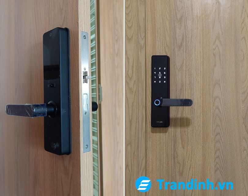 Khoá cửa vân tay SSlock T202 4 5. Ảnh thực tế của khoá điện tử SSlock.