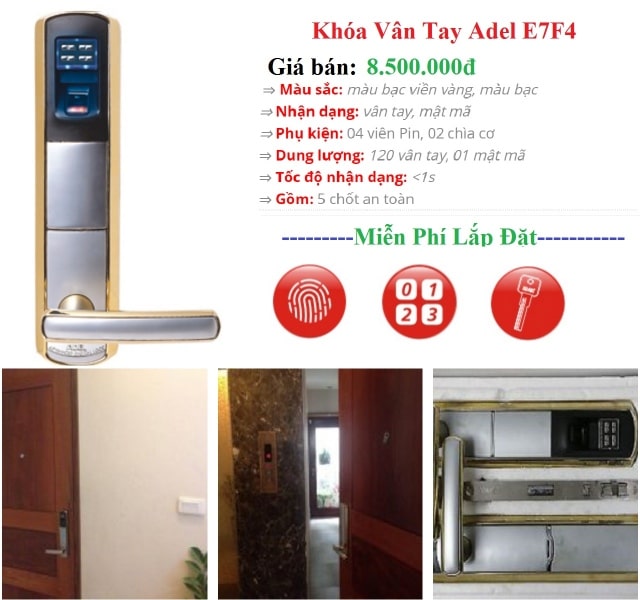 2. Khoá điện tử Adel E7F4 đa dạng các chức năng mở khoá