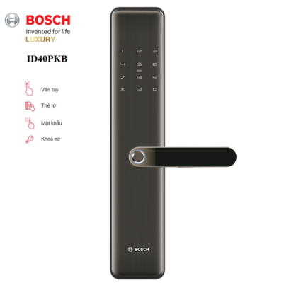 Khóa Cửa Vân Tay Bosch ID 40PKB Màu Đen - Đức - Bùng Nổ Khuyến Mãi Lớn Bosch  Chính Hãng