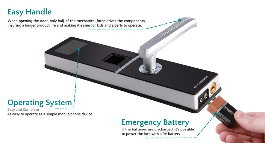 3. Khóa cửa vân tay G800FP của Đức sử dụng pin dung lượng khủng