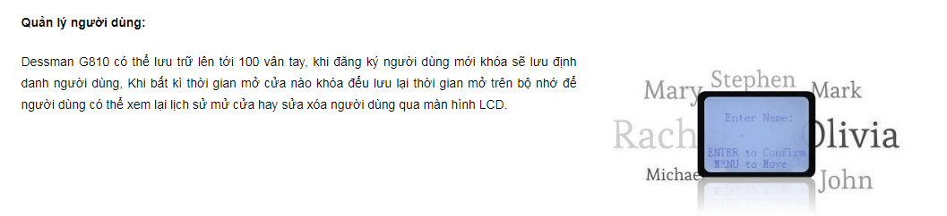Khóa cửa vân tay Dessmann G810 4 3. Ưu điểm khóa cửa cao cấp Dessmann G810