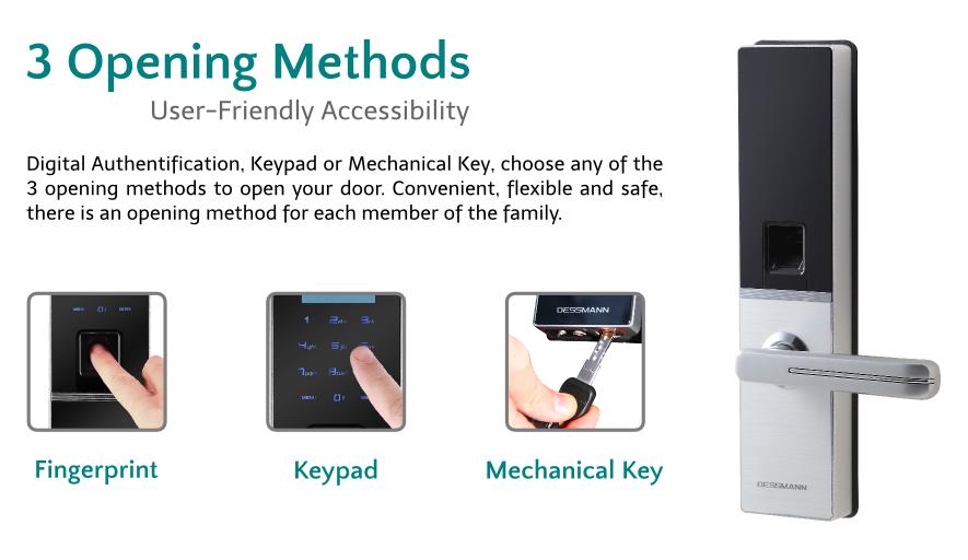 Khóa cửa vân tay Dessmann G810 2 1. DESSMANN G810 có 3 phương thức mở khóa.