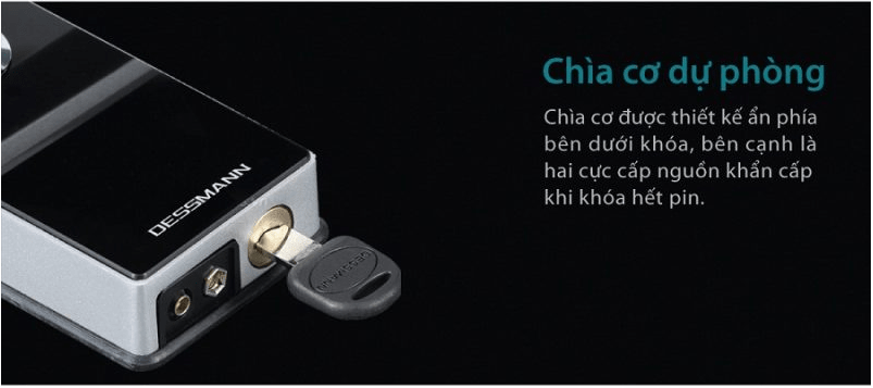 3. Khóa vân tay G811 trang bị chìa khóa cơ dự phòng