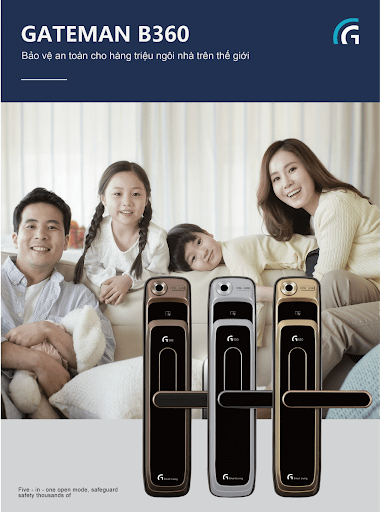 Khoá cửa vân tay - Khoá điện tử Gateman B360 2 1. Khoá thông minh Gateman B360 có kiểu dáng sang trọng, độ bền cao