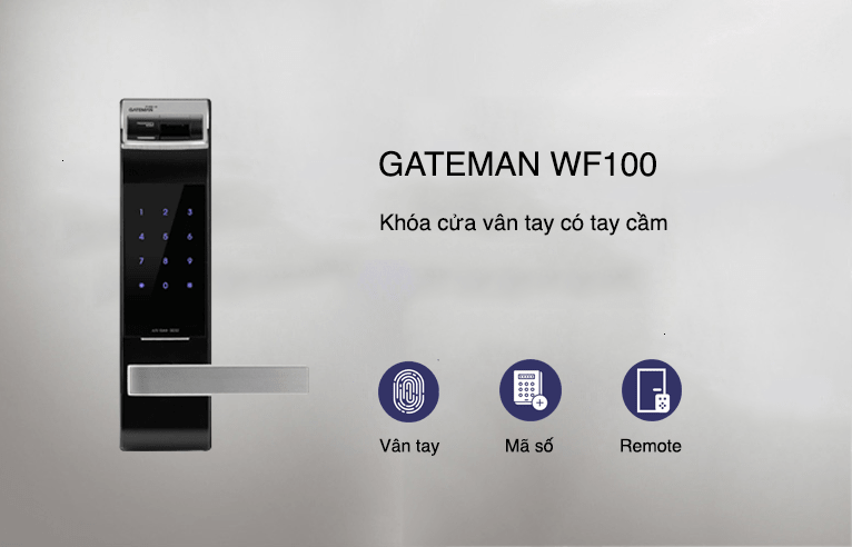 Khoá cửa điện tử - Khoá vân tay Gateman F100 4 Khoá cửa thông minh Gateman WF100 mở khoá với 3 chức năng quen thuộc