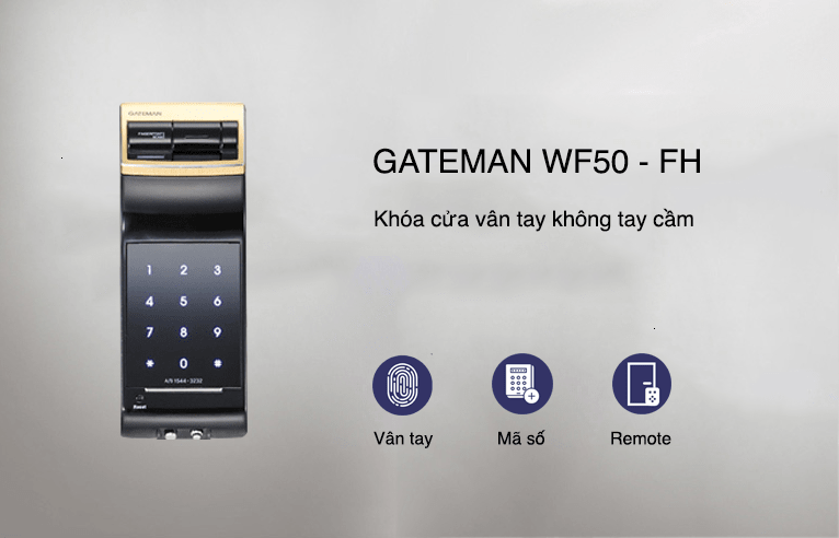 Khoá cửa vân tay Gateman F50-FH 3 Khoá cửa điện tử Gateman F50-FH có 3 chức năng mở khoá tiện ích