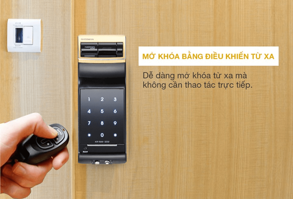 Khoá cửa vân tay Gateman F50-FH 6 Tính năng mở khoá bằng điều khiển từ xa tiện lợi trên khoá cửa Gateman F50