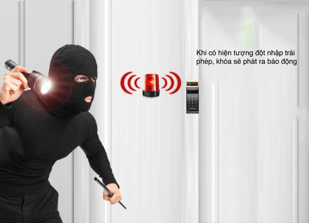 Khoá cửa vân tay Gateman F50-FH 9 Chuông báo động trên khoá điện tử Gateman F50 FH