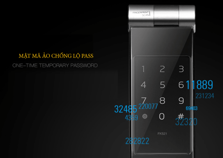 Khoá cửa điện tử - Khoá vân tay Gateman FK521 10 5. Mã số ảo nâng cao hiệu quả bảo mật