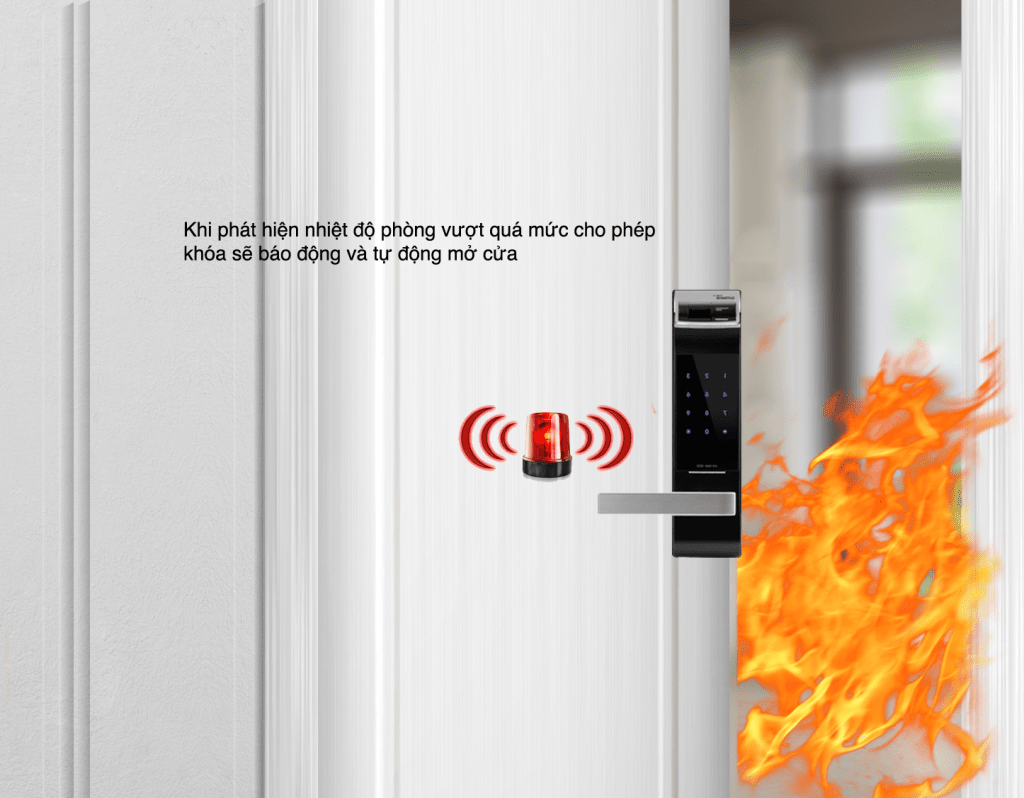 Khoá cửa điện tử - Khoá vân tay Gateman FK521 13 7. Chuông báo động cháy tiện ích