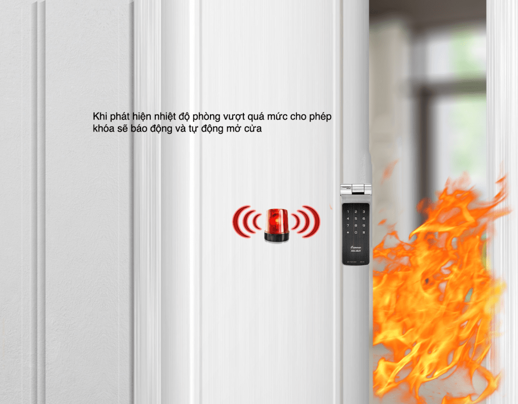 Khóa cửa vân tay Gateman Z10-IH 7 4. Chuông báo động cháy khi nhiệt độ đạt mức 70°C