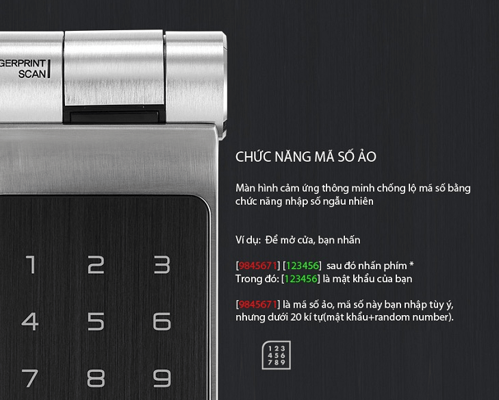 Khóa cửa vân tay Gateman Z10-IH 10 7. Chức năng mã số ảo nâng cao tính bảo mật