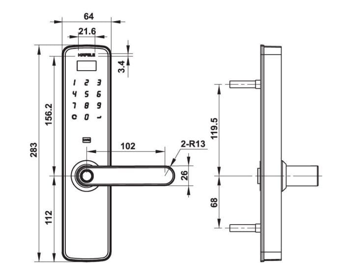 Khoá cửa vân tay, mã số, thẻ từ Hafele DL7100 5 Kiểu dáng hiện đại, thẩm mỹ, độ bền cao