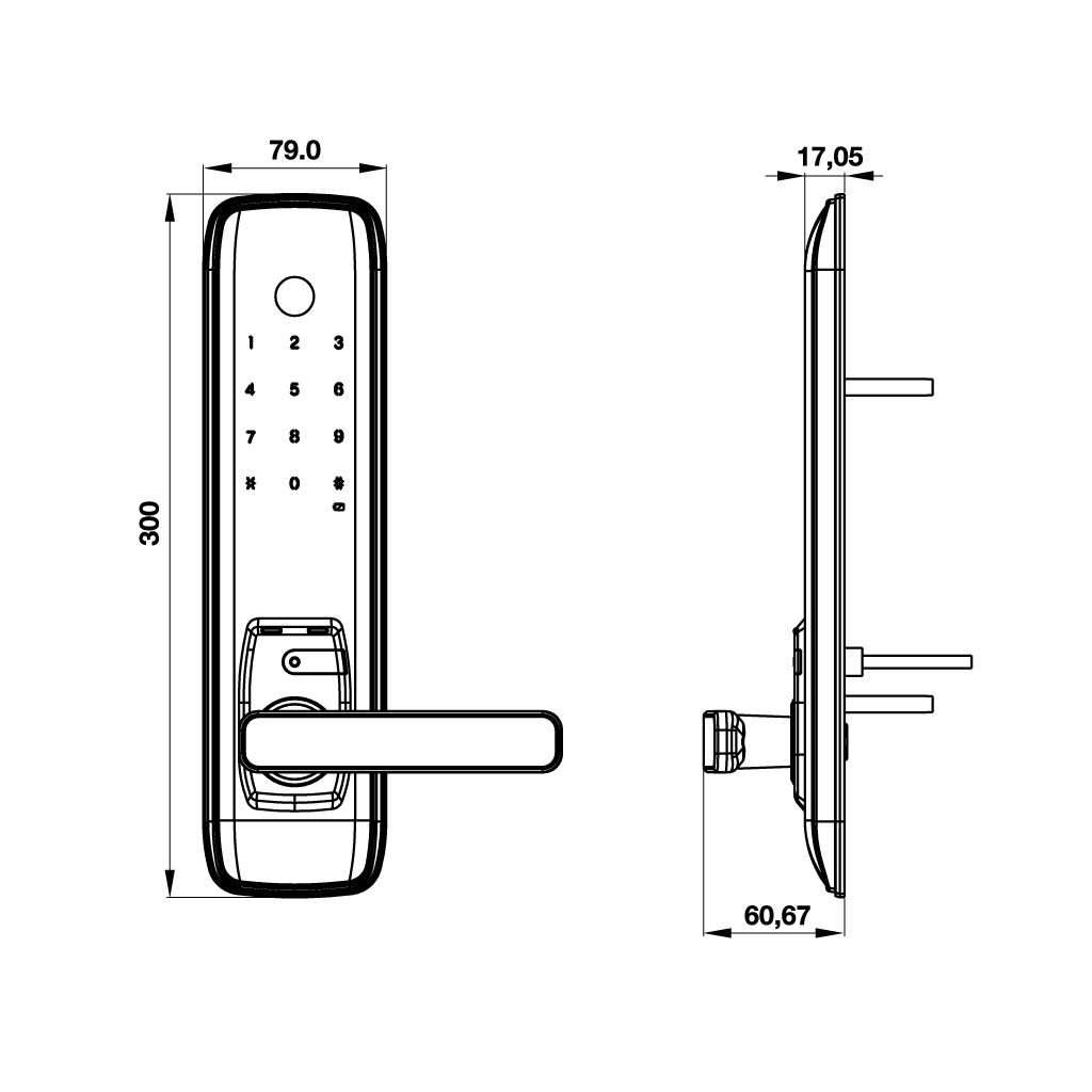 Khoá điện tử Hafele EL7800-TCS - Vân tay, mã số, thẻ từ 3 Kiểu dáng sang trọng, hiện đại, độ bền và tính thẩm mỹ cao