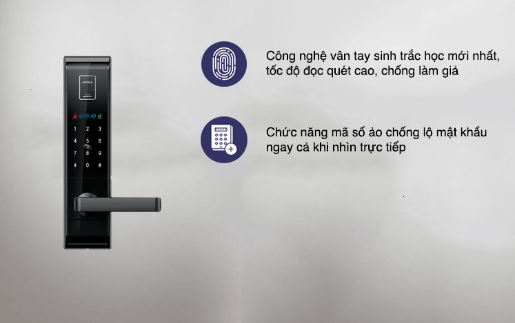 Khoá cửa vân tay Hafele EL9000 - TCS 9 4. Nâng cao hiệu quả bảo mật với chức năng mã số ảo và công nghệ vân tay sinh trắc học