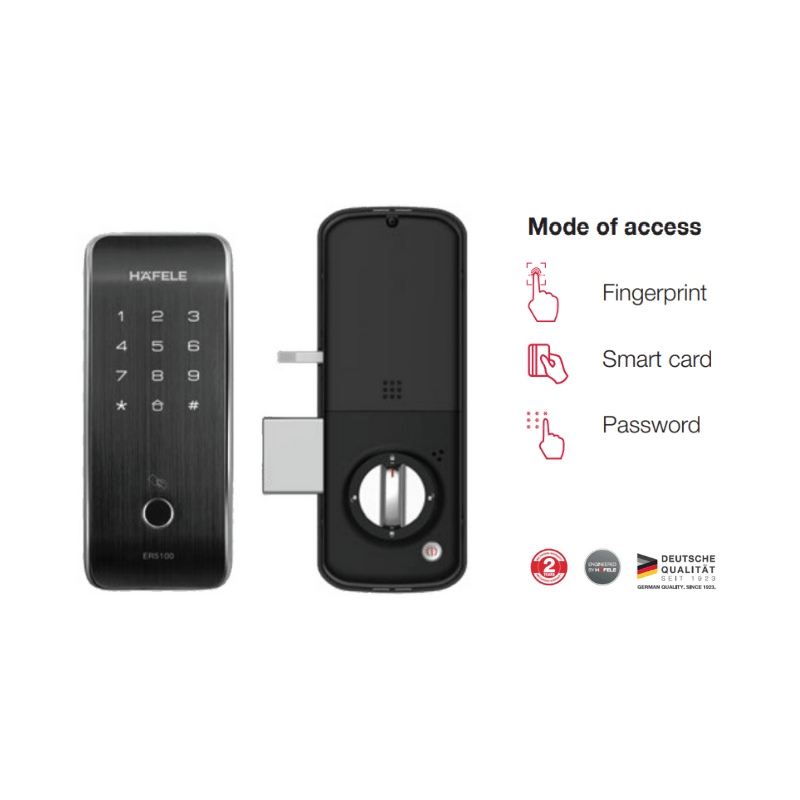 Khoá cửa vân tay Hafele ER5100 1 1. Đa dạng các phương thức mở khoá trên khoá điện tử Hafele ER5100