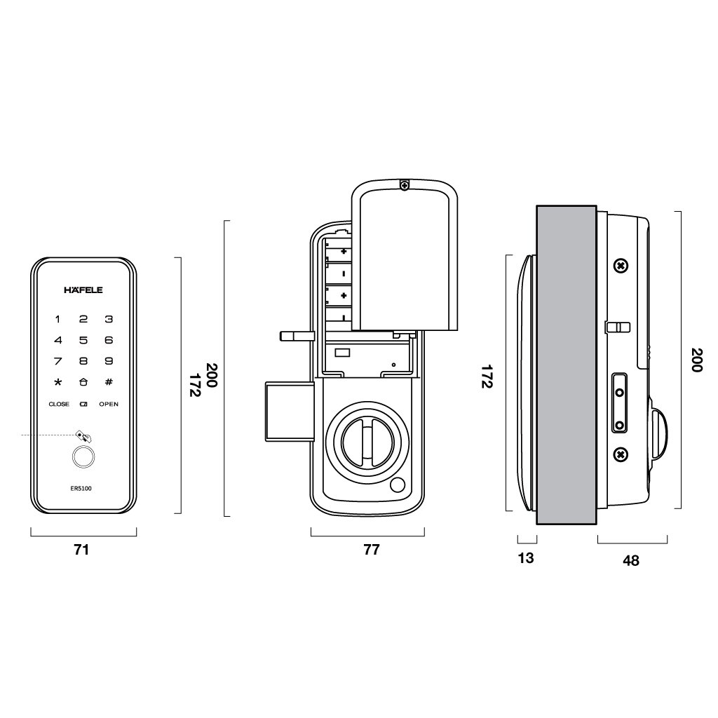 Khoá cửa vân tay Hafele ER5100 4 2. Kiểu dáng sang trọng, bền bỉ và tính thẩm mỹ cao