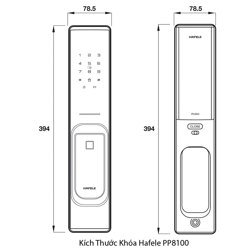 Khoá điện tử Hafele PP8100 - Vân tay, mã số, thẻ từ, Bluetooth 6 3. Khoá vân tay Hafele PP8100 sở hữu kiểu dáng sang trọng, hiện đại, thẩm mỹ