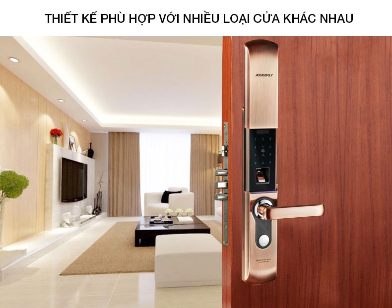 Khoá cửa vân tay Kaadas 9113 8 3. Lắp đặt trên nhiều chất liệu cửa, phù hợp nhiều kiến trúc nhà