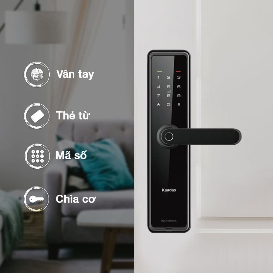 Khoá cửa vân tay Kaadas L8 1 1. Khoá điện tử Kaadas L8 trang bị 4 phương thức mở khoá tiện dụng