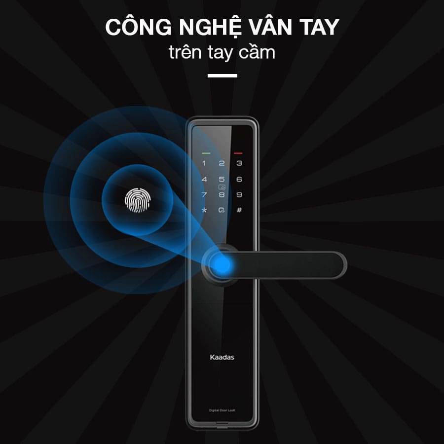 Khoá cửa vân tay Kaadas L8 4 4. Bảo mật tối ưu vơi công nghệ cảm ứng sinh trắc học vân tay FPC Thụy Điển