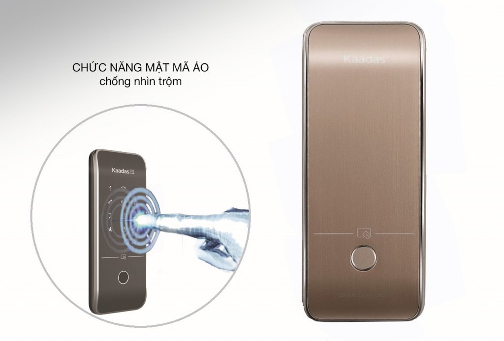 Khoá cửa vân tay, mã số, thẻ tử Kaadas R7 10 Chức năng mã số ảo đề phòng bị theo dõi mật khẩu