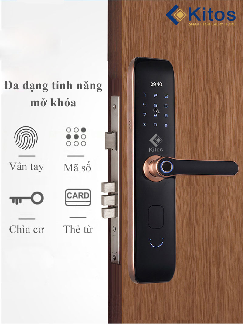 1. Khoá cửa điện tử Kitos KT-A10 đa dạng phương thức mở khoá