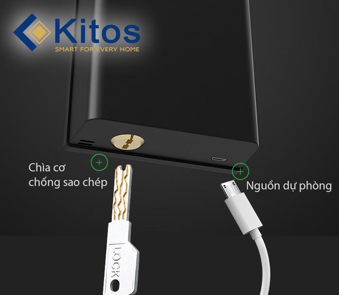 Khoá cửa vân tay Kitos KT-A30 9 6. Thông tin pin, nguồn điện sử dụng