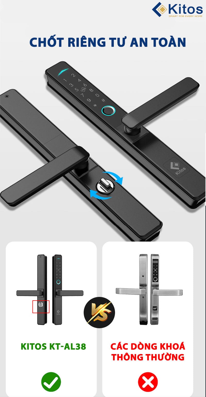 Khoá vân tay cửa nhôm Kitos KT-AL38 PLus