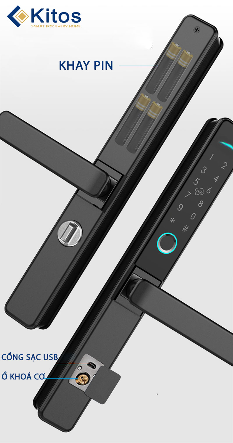 Khoá vân tay cửa nhôm Kitos KT-AL38 PLus