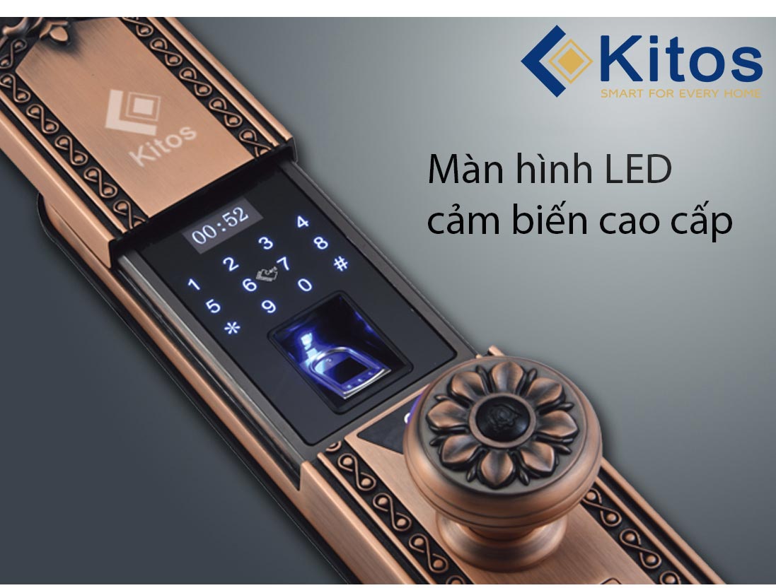 Khoá cửa vân tay Kitos KT-C300 - Mã Số - Thẻ Từ 3 1. Khoá cửa vân tay Kitos KT-C300 thiết kế cổ điển, sang trọng, độ bền cao