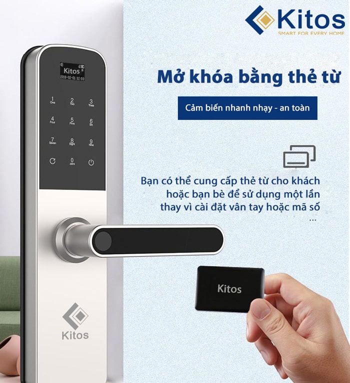 Khoá cửa thông minh Kitos KT-G600 - Vân tay, mã số, thẻ từ 4 2. Đa dạng các phương thức mở khoá