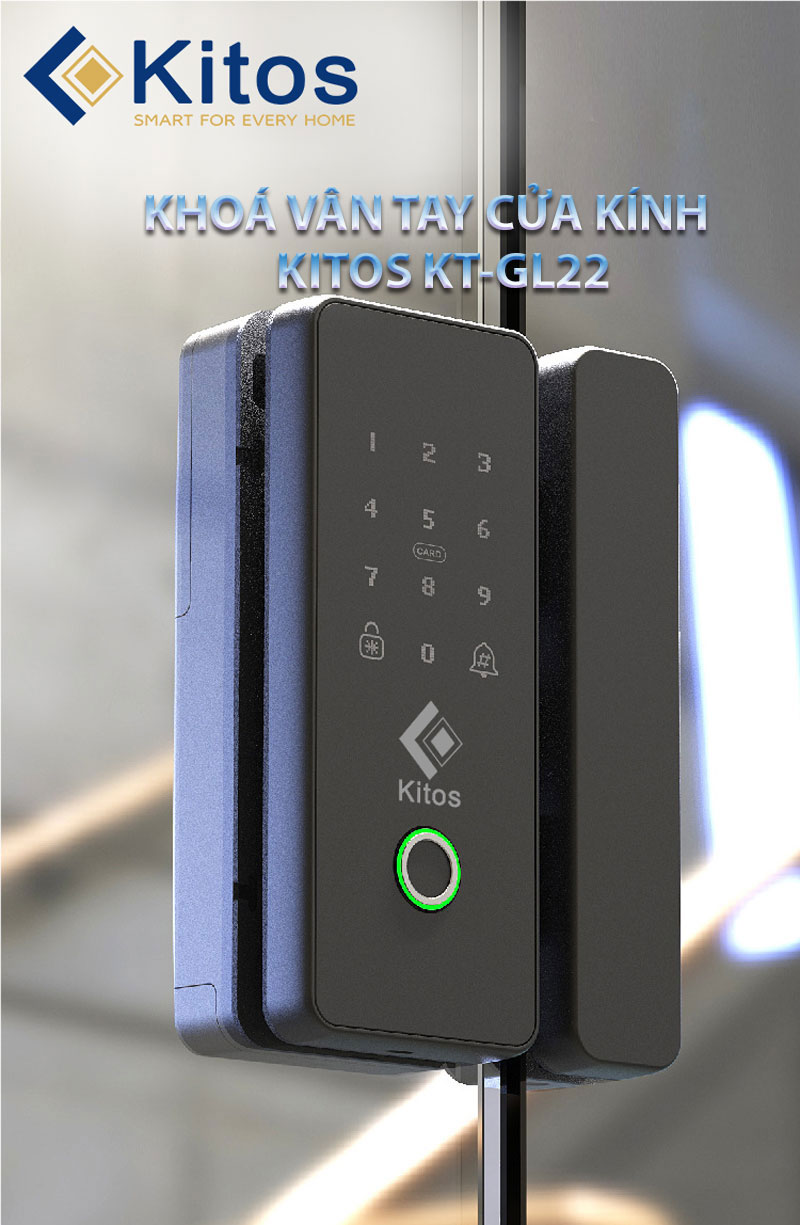 Khóa cửa kính Kitos KT-GL22 - Vân tay, mã số, thẻ từ 1 1. Khoá cửa kính KT-GL22 phù hợp lắp đặt cho nhiều kiến trúc