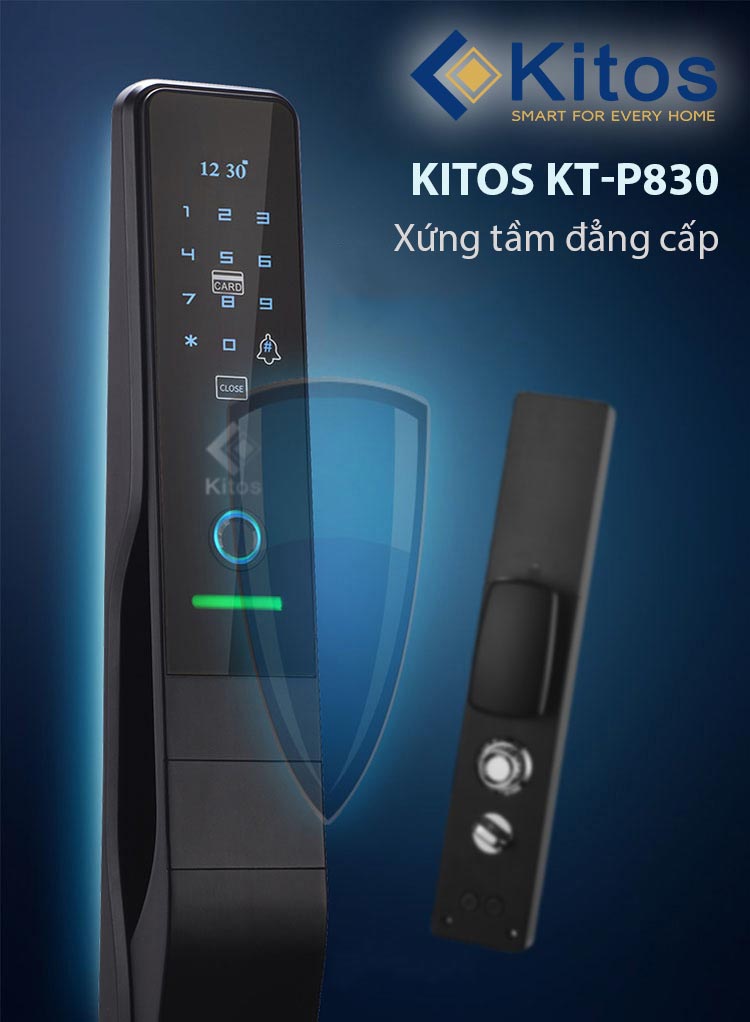 Khóa cửa vân tay Kitos KT-P830 3 2. Khóa cửa vân tay Kitos KT-P830 với kiểu dáng hiện đại, thẩm mỹ, độ bền cao
