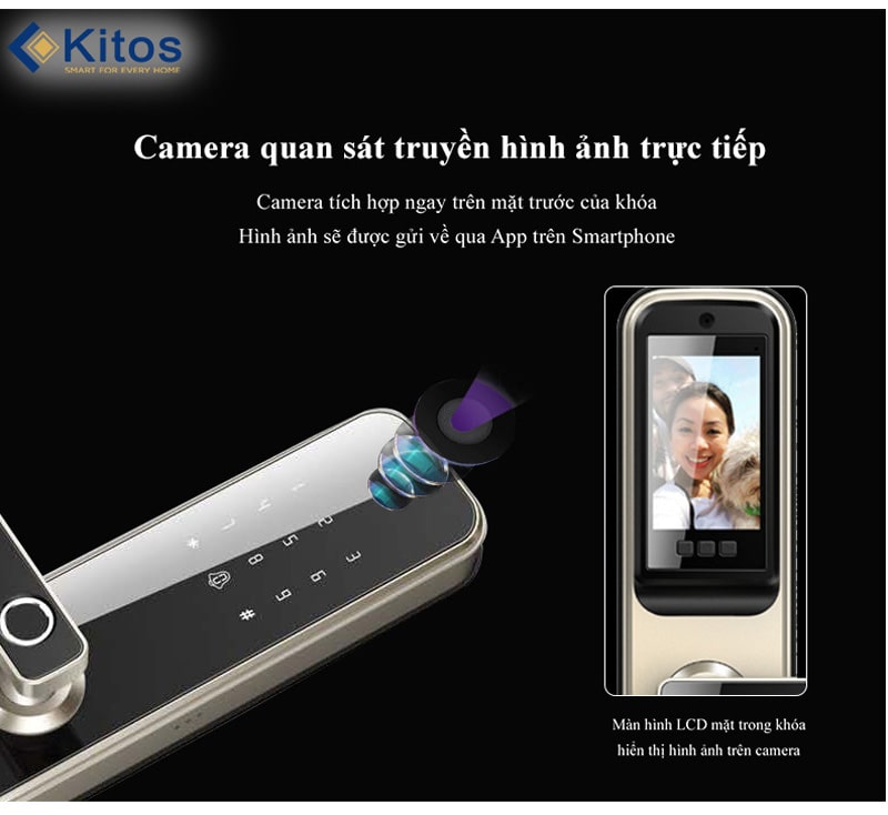 Khóa vân tay camera Kitos KT-X3 2 1. Camera truyền hình ảnh trực tiếp về máy điện thoại qua App