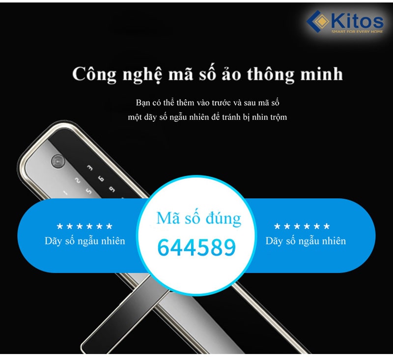Khóa vân tay camera Kitos KT-X3 13 6. Bảo mật an toàn với tính năng mã số ảo thông minh