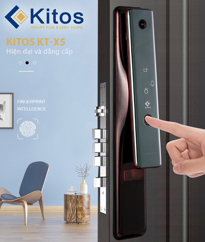 1. Khóa cửa vân tay Kitos KT-X5 thiết kế hiện đại, sang trọng, thẩm mỹ