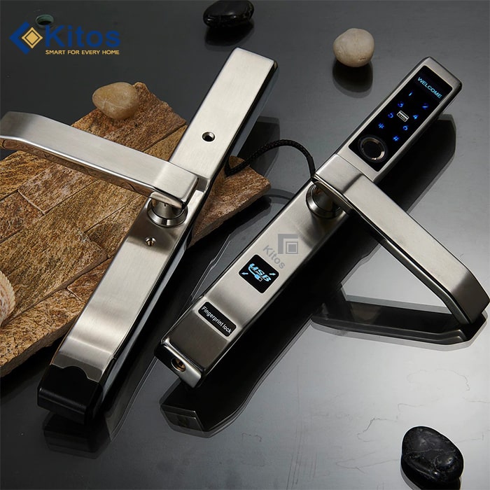 Khóa cửa vân tay nhôm kính xingfa Kitos KT-AL410 2 3. Khóa thông minh Kitos KT-AL410 trang bị mã số ảo