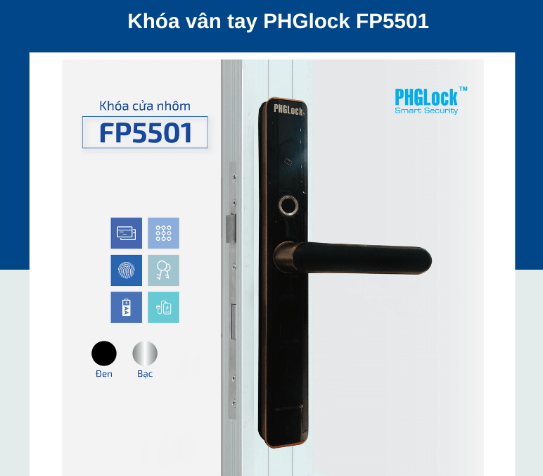 Khoá điện tử PHGLock FP5501 trang bị 4 phương thức mở khoá