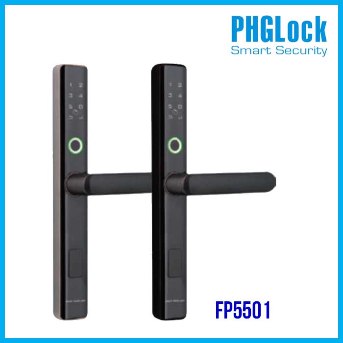 Khoá cửa nhôm - Vân tay, mã số, thẻ từ PHGLock FP5501