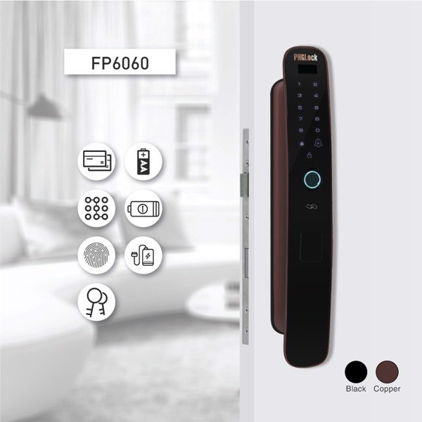 Khoá cửa vân tay - Khoá điện tử PHGLock FP6060 6 Thiết kế sang trọng, hiện đại trên khoá cửa thông minh PHGLock FP-6060