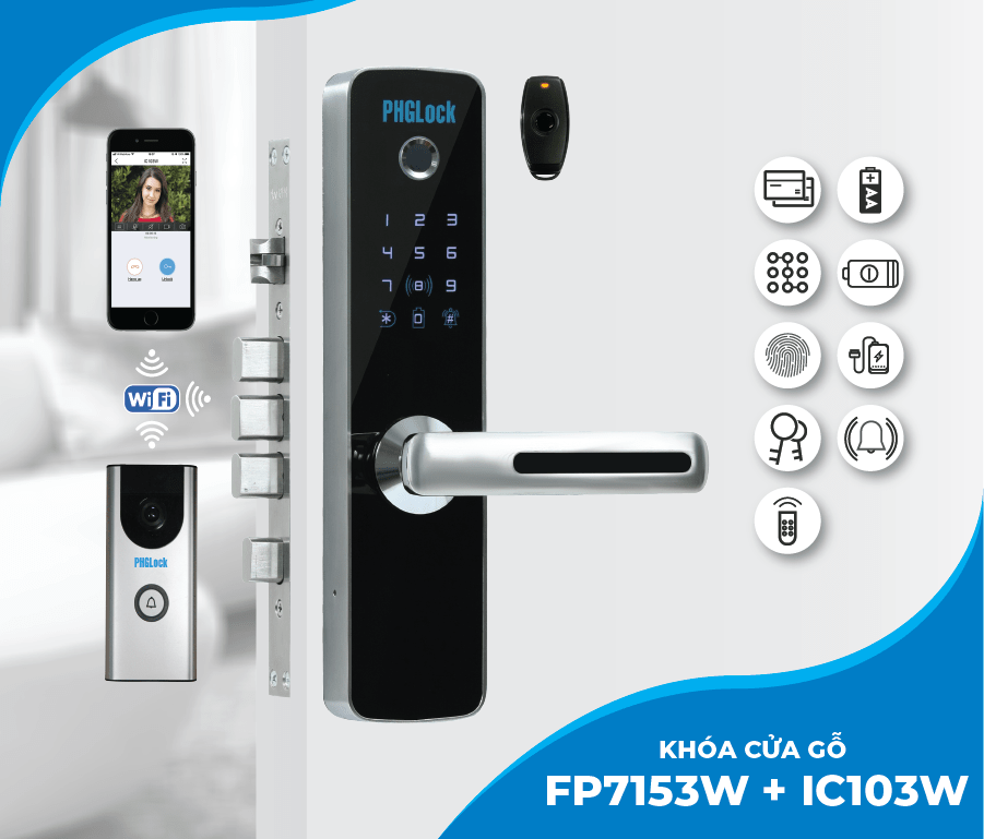 Khoá cửa vân tay - Khoá điện tử PHGLock FP7153W 7 4. Tính năng hiện đại khi tích hợp chuông thông minh iSee IC103W