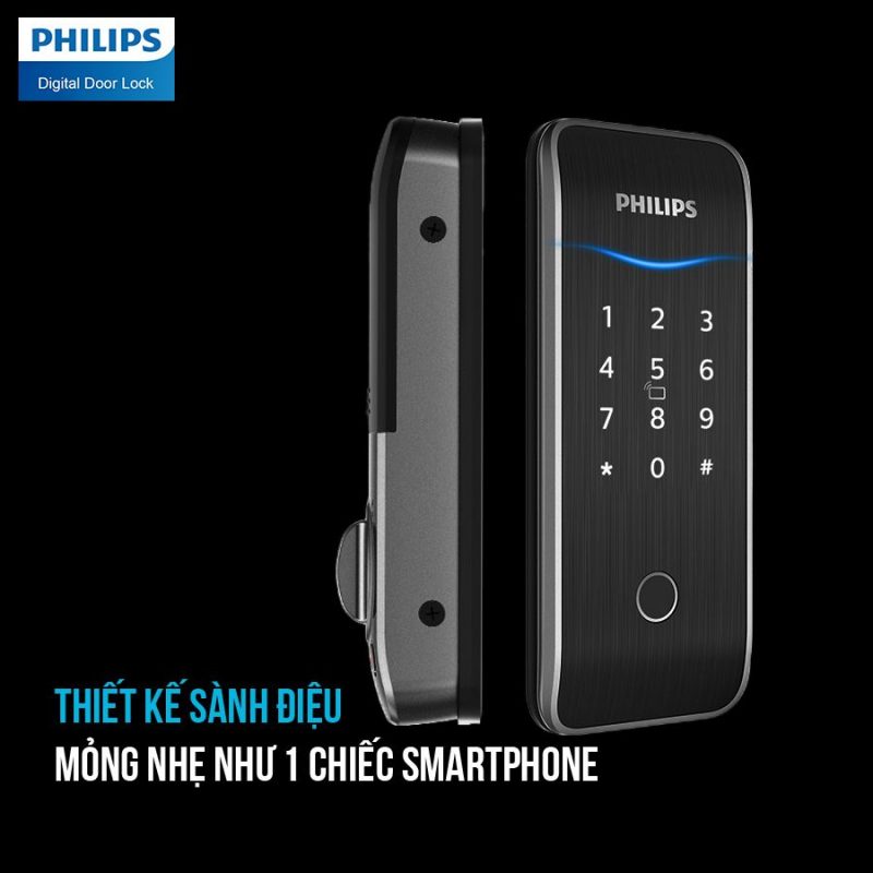 Khoá cửa vân tay Philips 5100-5H 1 1. Khóa cửa vân tay Philips 5100-5H thiết kế nhỏ gọn sành điệu