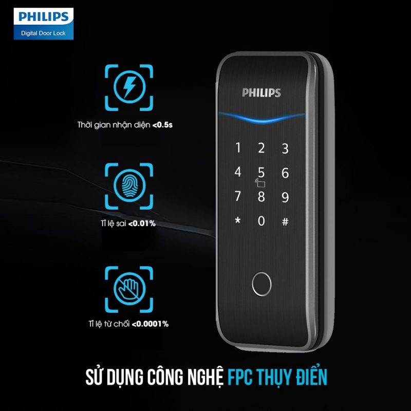 Khoá cửa vân tay Philips 5100-5H 6 2. Khóa cửa thông minh Philips 5100-5H đa dạng phương thức mở khóa