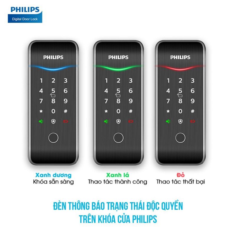Khoá cửa vân tay Philips 5100-5H 3 Đèn thông báo trạng thái độc quyền