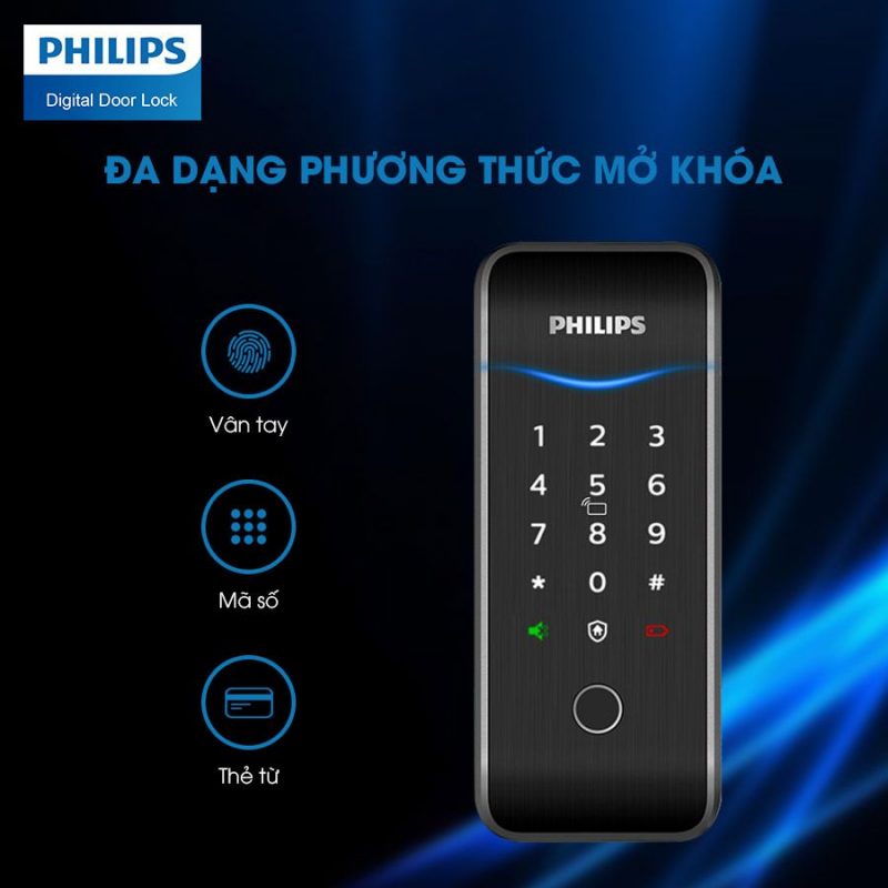 Khoá cửa vân tay Philips 5100-5H 4 2. Khóa cửa thông minh Philips 5100-5H đa dạng phương thức mở khóa