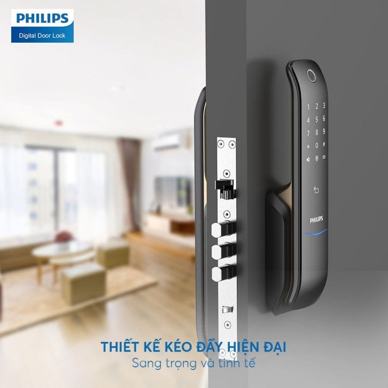 Khoá cửa vân tay - Khoá điện tử Philips 6100 2 1. Khoá cửa điện tử Philips 6100 kiểu dáng hiện đại, sử dụng thuận tiện
