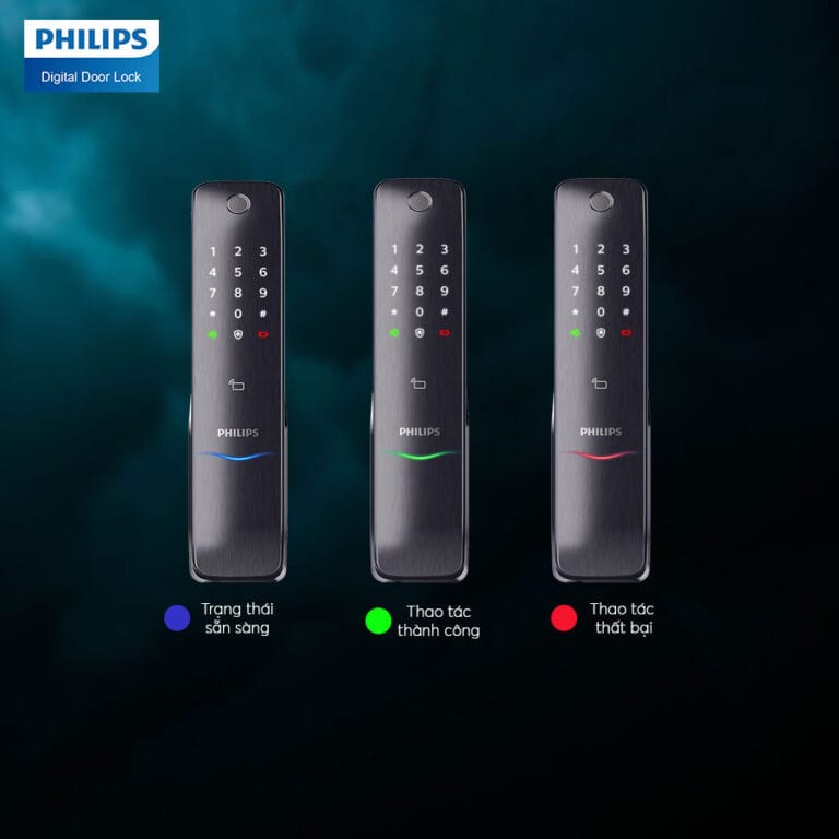 Khoá cửa vân tay - Khoá điện tử Philips 6100 3 1. Khoá cửa điện tử Philips 6100 kiểu dáng hiện đại, sử dụng thuận tiện