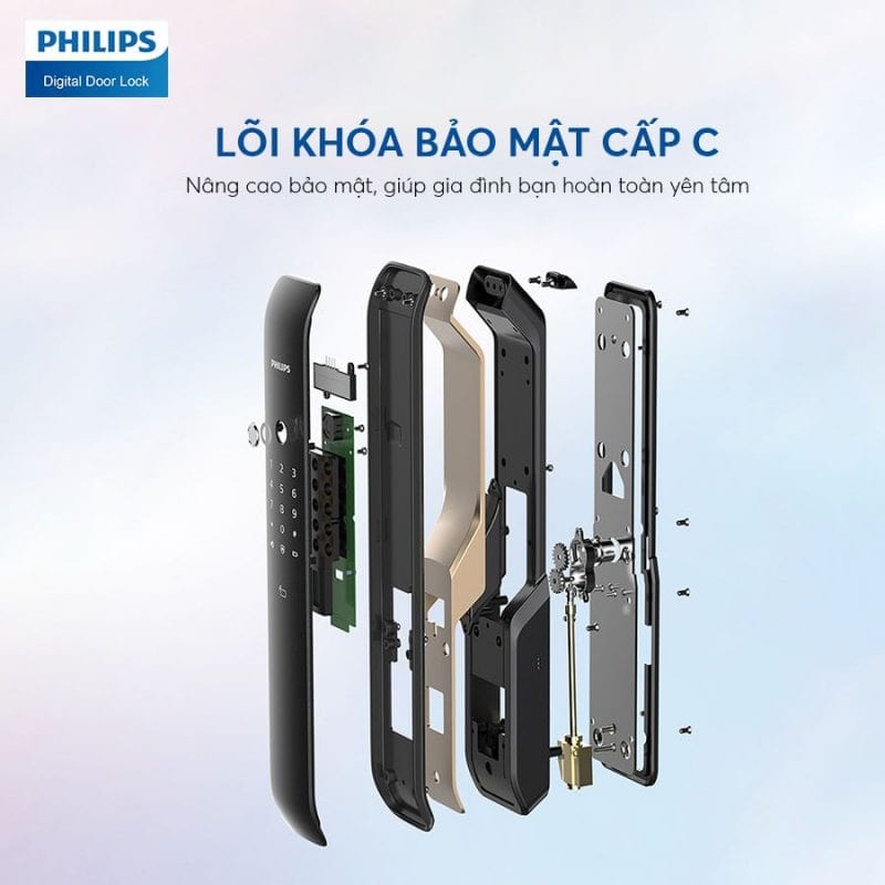Khoá cửa vân tay - Khoá điện tử Philips 6100 4 2. Tính bảo mật tối ưu trên khoá thông minh Philips 6100